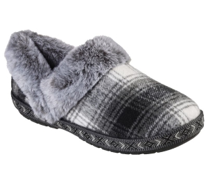 Dámské Pantofle Skechers BOBS Too Cozy - Plaid Party Černé | CZ.113249BLK