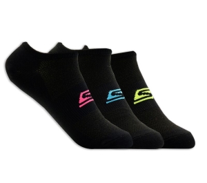 Dámské Ponožky Skechers 3 Pack No Show Stretch Černé | CZ.Z101720BLK