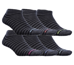Dámské Ponožky Skechers 6 Pack Low Cut Stripe Šedé | CZ.Z108499GRY