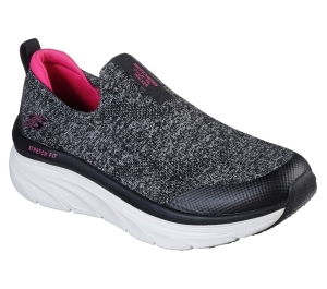 Dámské Slip On Skechers Relaxed Fit: D'Lux Walker - Quick Upgrade Černé Růžové | CZ.149128BKPK