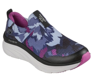 Dámské Slip On Skechers Relaxed Fit: D'Lux Walker - Fresh Fall Černé Fialové | CZ.149616BKPR