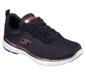Dámské Sportovní Tenisky Skechers Flex Appeal 3.0 - First Insight Černé Růžové Zlaté | CZ.13070BKRG