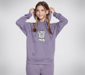 Dámské Topy Skechers BOBS Apparel Dawg Pouch Pullover Hoodie Šedé Fialové | CZ.BW3HD29GYPR