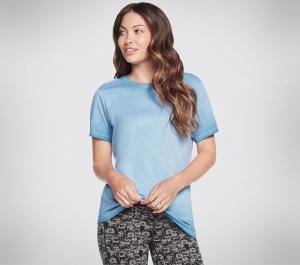 Dámské Topy Skechers BOBS Dog Walks Relax Tee Blankyt Tmavě Blankyt | CZ.BWTS95BLNV
