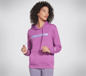 Dámské Topy Skechers GOLOUNGE Heritage Logo Pullover Hoodie Fialové Růžové | CZ.WHD59PRHP