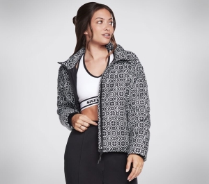 Dámské Topy Skechers GOWALK Diamond Legacy Slope Jacket Černé Bílé | CZ.WJA308BKW