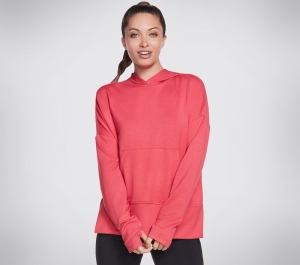 Dámské Topy Skechers SKECHLUXE Restful Long Sleeve Hoodie Červené Růžové | CZ.WHD78RDPK