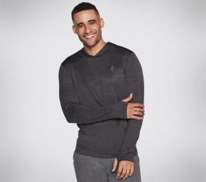 Pánské Topy Skechers On The Silniční S Kapucí Long Sleeve Černé Šedé | CZ.MHD63BKCC