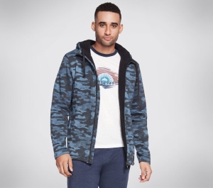 Pánské Topy Skechers SKECH-SWEATS Lounge Camo Sherpa Podšité FZ Hoodie Tmavě Blankyt Viacfarebný | CZ.MJA232NVMT